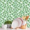 Ver imagem 1 de Papel de Parede Adesivo Pastilha Tons Verde e Branco 5m