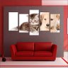 Quadro Decorativo Pet Shop Cão e Gato Mosaico Com 5 Peças - 4