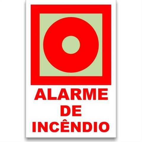 Placa de Pvc Fotoluminescente Auto-adesiva 13.5x20 Alame de Incêndio - 220 Bv - Sinalize Placa Fotol