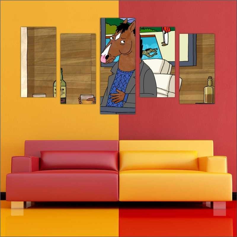 Quadro Decorativo BoJack Horseman Mosaico Com 5 Peças - 1