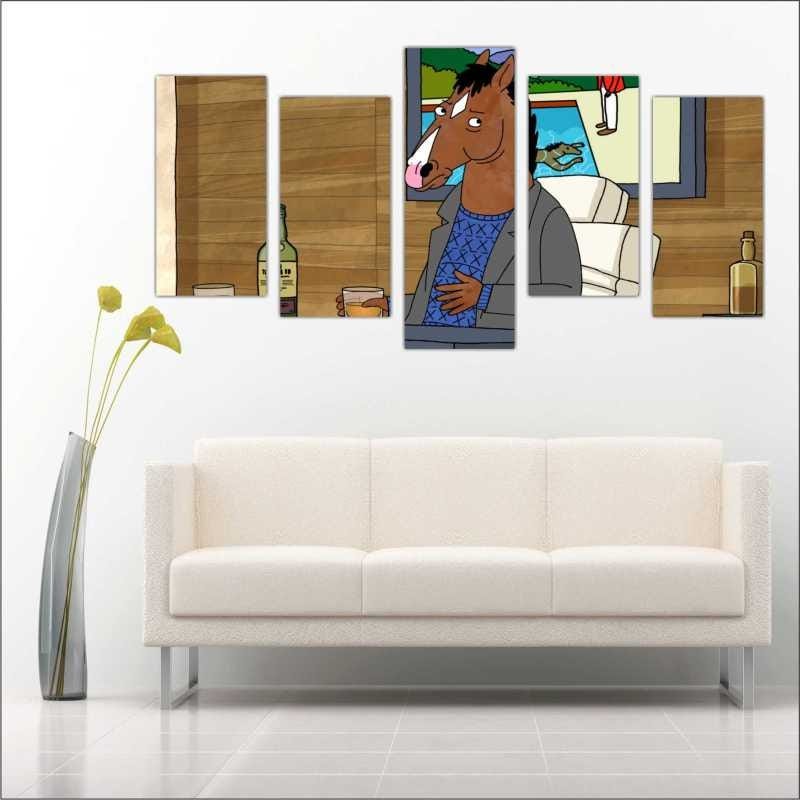 Quadro Decorativo BoJack Horseman Mosaico Com 5 Peças - 2