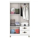 Ver imagem 3 de Guarda-roupa Solteiro Illinois 4 Portas 2 Gavetas com Espelho Branco - Pnr Móveis