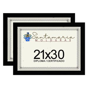 Kit 2 Molduras Porta Diploma Certificado A4 21x30 Preto