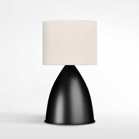 Luminárias de Mesa Abajur Bojudo Preto Alumínio com Cúpula Tecido Algodão