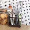 Ver imagem 2 de Porta Talheres Suporte Escorredor Organizador de Utensílios Marrom