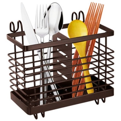 Ver imagem 1 de Porta Talheres Suporte Escorredor Organizador de Utensílios Marrom