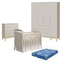 Ver imagem 1 de Quarto de Bebê 4 Portas com Cômoda Gaveteiro Elfe Classic e Berço Americano Danny Areia Acetinado