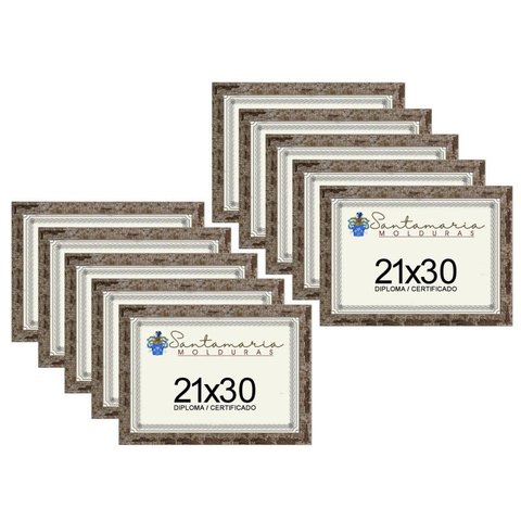 Kit 10 Molduras Porta Diploma Certificado A4 21x30 Marrom