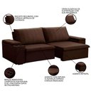 Ver imagem 3 de Sofá Retrátil Reclinável 3 Lugares 225cm Baluart F05 Veludo Marrom - Mpozenato
