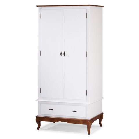 Guarda Roupa Solteiro 2 Portas 1 Gaveta 60406 Linz Móveis - Branco/Imbuia