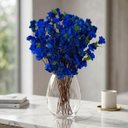 Ver imagem 5 de 18 Hastes Florais Cerejeira Azul Artificial para Sala Escritório