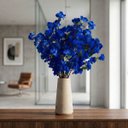 Ver imagem 1 de 18 Hastes Florais Cerejeira Azul Artificial para Sala Escritório