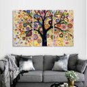 Ver imagem 4 de Quadro Árvore Abstrata Colorida Decorativo em Tecido 3 Peças