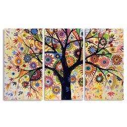 Quadro Árvore Abstrata Colorida Decorativo em Tecido 3 Peças - 2