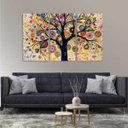 Ver imagem 1 de Quadro Árvore Abstrata Colorida Decorativo em Tecido 3 Peças