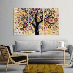 Quadro Árvore Abstrata Colorida Decorativo em Tecido 3 Peças - 3