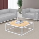 Ver imagem 2 de Mesa De Centro Sala 84x84x35cm Branco Com Pinus Industrial Moon Don Castro Decor