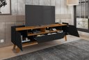 Ver imagem 2 de Rack Sala Florença para TV até 70 Polegadas com Pés Madeira Preto Fosco/Naturale