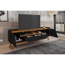 Ver imagem 2 de Rack Sala Florença para TV até 70 Polegadas com Pés Madeira Preto Fosco/Naturale