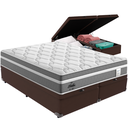 Ver imagem 1 de Cama Box Baú Marrom e Colchão Berlim Molas Ensacadas Queen Probel