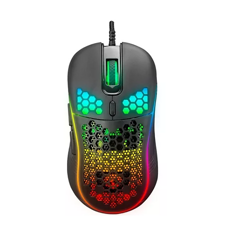 Mouse Gamer com Fio Comeia Led Rgb Ultra Leve 7200 Dpi