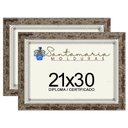 Ver imagem 1 de Kit 2 Molduras Porta Diploma Certificado A4 21x30 Marrom