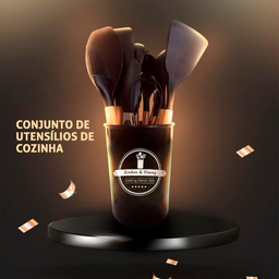 Kit Utensílios Cozinha 12 Peças Silicone Antiaderente (preto - 6