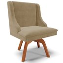 Ver mais imagens de Kit 3 Cadeiras Decorativas Sala de Jantar Base Giratória de Madeira Firenze Suede Nude/Natural G19 -