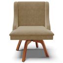 Ver imagem 7 de Kit 3 Cadeiras Decorativas Sala de Jantar Base Giratória de Madeira Firenze Suede Nude/Natural G19 -