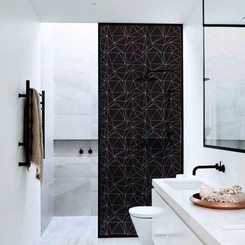 Adesivo Para Vidro Box Banheiro Jateado Decorado Dark Prova D'Agua - 0,90 x 2,00m