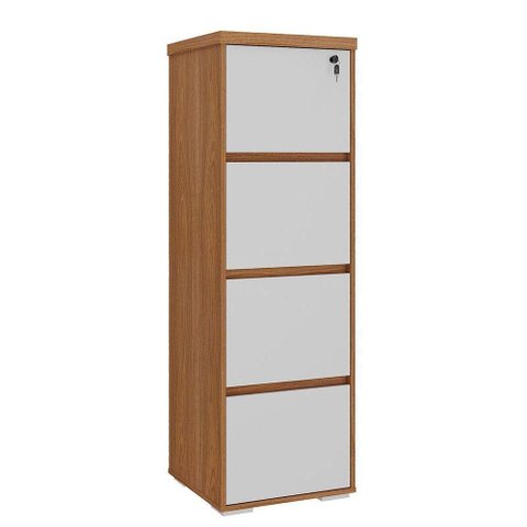 Armário para Escritório com 4 Gavetas e Chave Arquivo Freijó/branco