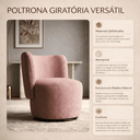 Ver imagem 6 de Poltrona Orgânica Lia Giratória Boucle Redonda Luxo Moderna p/ Penteadeira Sala Espera Recepção: Ros