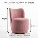 Ver imagem 4 de Poltrona Orgânica Lia Giratória Boucle Redonda Luxo Moderna p/ Penteadeira Sala Espera Recepção: Ros