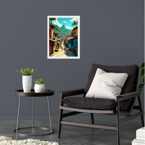 Quadro Decorativo Rio de Janeiro - Favela 33x24cm:moldura Preta