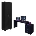 Ver imagem 1 de Mesa para Computador Gamer Drx 5000 e Livreiro Office com Portas Grandes Preto Trama - Móveis Leão