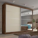 Ver imagem 2 de Guarda Roupa Casal com Espelho 2 Portas 4 Gavetas - Verona-braúna - Made Marcs