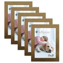 Ver imagem 1 de Kit 5 Molduras Porta Retrato 15X21 Dourado