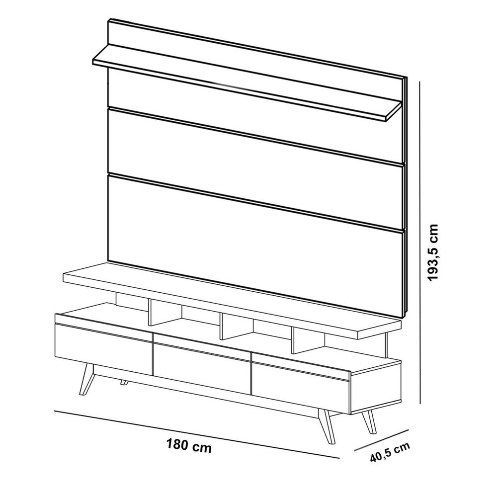 Rack com Painel Vivare Wood 1.8 Off White com Nature - Germai Móveis - 6