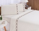 Ver imagem 2 de Jogo lençol Veneza quarto casal king bordado 4 peças 2fronha:Palha com Chocolate