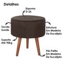 Ver imagem 3 de Puff Puf Redondo Pes Palito 44x40cm Suede Marrom MPassos