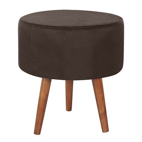 Puff Puf Redondo Pes Palito 44x40cm Suede Marrom MPassos