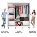 Ver imagem 5 de Guarda Roupa Casal Madesa Lyon Plus 3 Portas de Correr 4 Gavetas com Pés - Branco