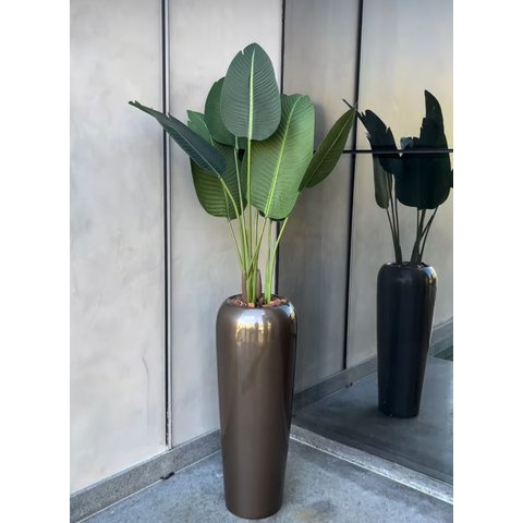 Vaso Fibra de Vidro Florida m 80cm Decorativo Bronze Brilho