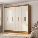 Ver imagem 1 de Guarda-Roupa Casal MDF 8 Portas 4 Gavetas Casuá Cinamomo Off White