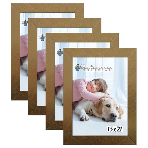 Kit 4 Molduras Porta Retrato 15X21 Dourado
