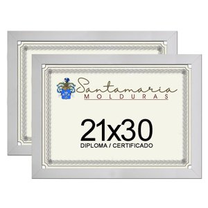 Kit 2 Molduras Porta Diploma Certificado A4 21x30 Branco