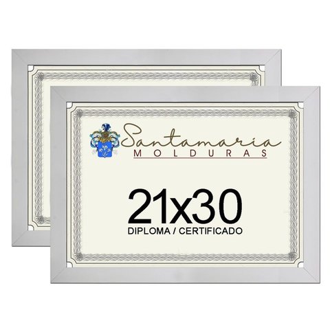 Kit 2 Molduras Porta Diploma Certificado A4 21x30 Branco