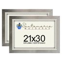 Ver imagem 1 de Kit 2 Molduras Porta Diploma Certificado A4 21x30 Prateado