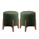 Ver imagem 2 de Kit 2 Puff Decorativo para Sala Redondo Luxo Roma Veludo:verde