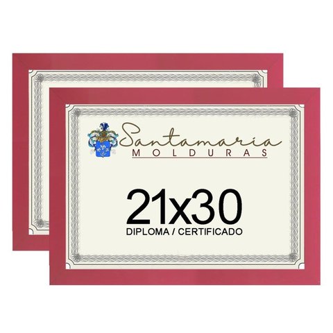 Kit 2 Molduras Porta Diploma Certificado A4 21x30 Rosa